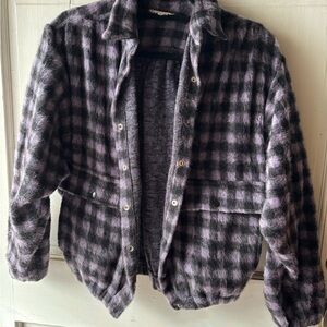 Plaid Teddy Jacket in Lavender and Black